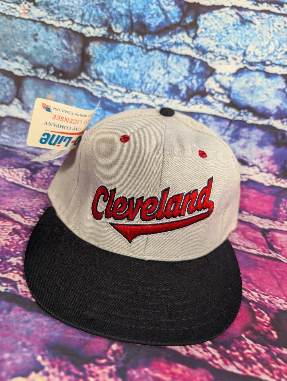 Vintage Annco Pro Line Cleveland Indians Spellout Hat New Nwt White Size 7 1/8